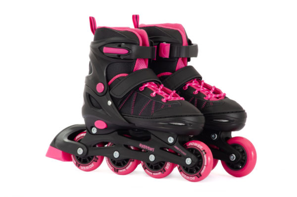 Verstelbare Inline Skates Semi-softboot Zwart/Roze maat 38-41 (L)
